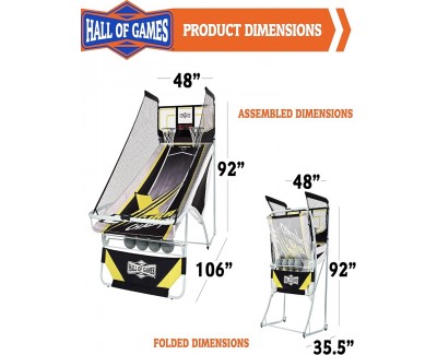 Juego de Baloncesto Arcade Premium con Estante de Almacenamiento Integrado de 4 Bolas